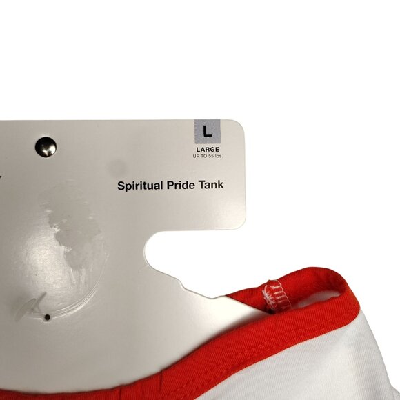 Sonoma Spiritual Pride Large Dog Tank Top Red and White Rainbow Text - Picture 4 of 8